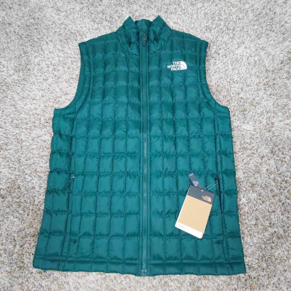 NEW The North Face Thermal Insulation Vest Mens Small Green ThermoBall Full Zip